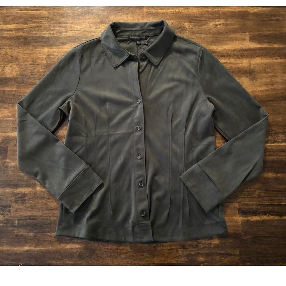 Banana Republic Women’s Medium Shirt Faux Suede Button Front Blouse Vegan